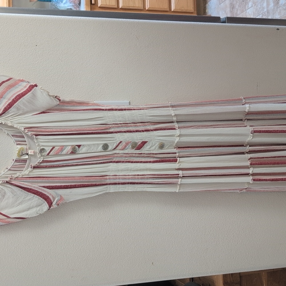 Fig and Flower Pastel Striped Maxi Dress
